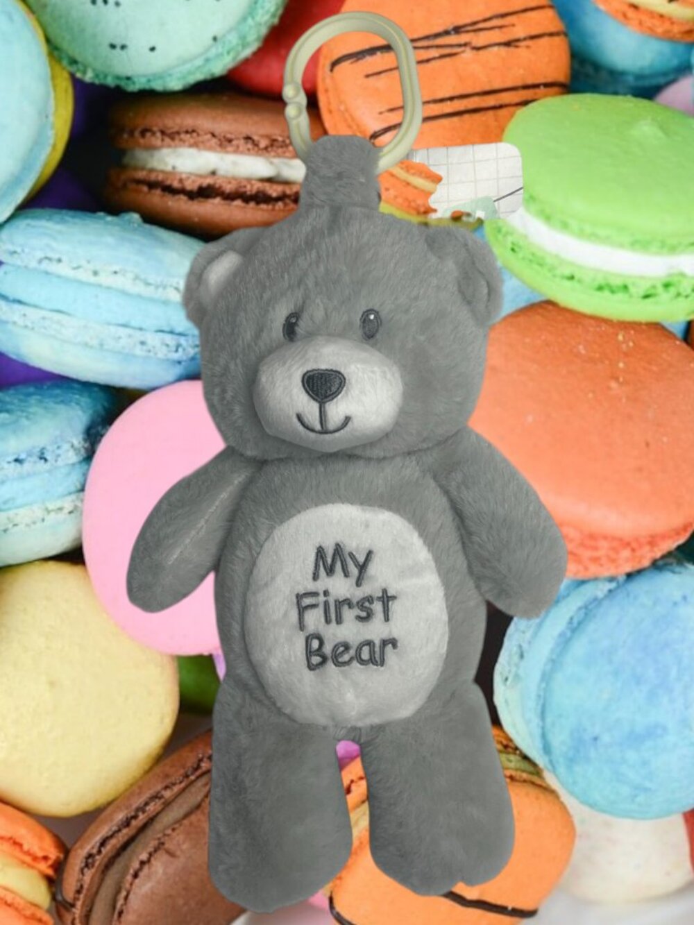 NEW Linzy My First Bear Stroller Sensory Toy Stuffed Animal Plush Rattle Clip On